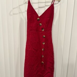 Cranberry colored sleeveless front button, tie back dress-nwt